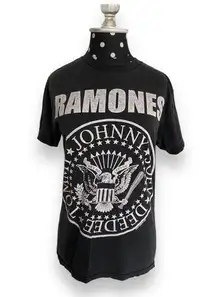 The Ramones 1-2-3-4 Womens Band Tee Sz S Black White Iconic Logo Shirt Top