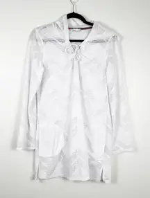 Prana Women's Hooded Long Sleeve‎ Mesh Tunic White Sz L