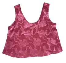 Vintage Victoria’s Secret Gold Label Satin Tank Top Pink Floral Size Large