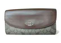 Coach Slim Envelope Wallet in Signature Canvas - Brown