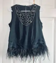 BCBGMaxAzria Dracey Sequin Feather Top Size Small