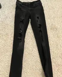 American eagle black distressed high rise jeggings size 4