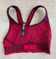 PINK By Victoria’s Secret Red Seamless Lightly Lined Sports Bra, Size Small