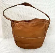 Bottega Veneta Italy 80s Vintage Tan X Stitch Soft Leather Hobo Shoulder Bag