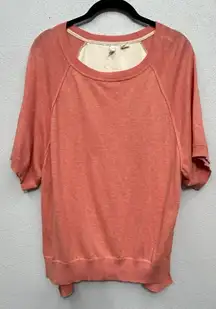 Moth Anthropologie Womens Top Small Cotton Silk Blend Short Sleeve Color block