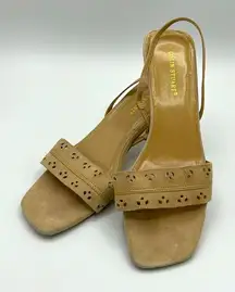 Colin Stuart Suede Tan Suede Kitten Sling back Heels Size 6.5 B19A