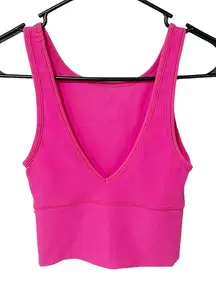 Lululemon Pink Power Pivot Ribbed Deep‎ V Tank Top
