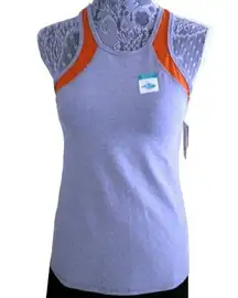 Trina Turk Heathered Mesh Tank Gray Orange Moisture Wicking Size M New