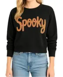 Cynthia Rowley Sequin Spooky Pullover Halloween Top Size Medium NWT Black Orange