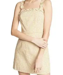 Lost+Wander Yellow Mimosa Ruffled Gingham Sleeveless Mini Dress