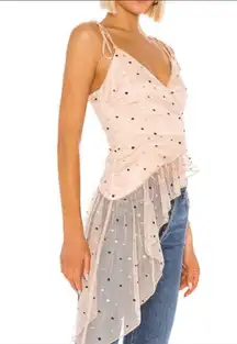 MAJORELLE x Revolve Blush Pink Asymmetrical Tulle Hem Tank Top Small