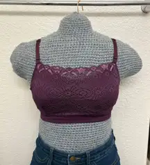 Goobie Purple Lace Cami Wireless Slip On Bralette One Size