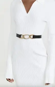 Frame Denim Triple Twist Chain Leather Belt Black Womens Size Small