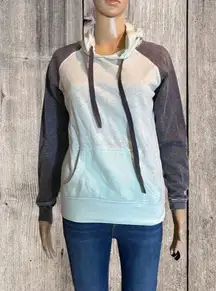 Essentials by Full Tilt Raglan Pullover Hoodie Burnout Gray Aquamarine