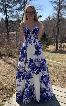 Floral Blue Formal Dress