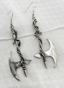 Gothic Vine Wrapped Executioner's Axe Dangle Earrings