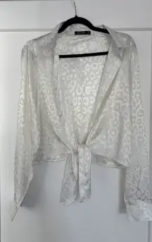 Nasty Gal Sheer Cheetah Button-Up