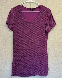 Daisy Fuentes Y2K bubble sleeve Women's fuchsia Patterned Top, size medium