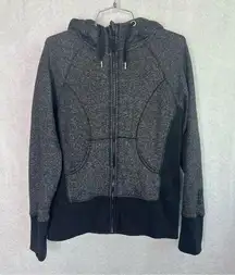 ZELLA Jacket Women's Gray Black Mixed Media Hoodie Full Zip Ladies Medium