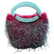 Hand knit felted mini bag, made with confetti yarn, NWOT