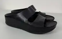 FitFlop Shuv Two Bar Leather Slide Sandals Size 9