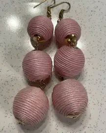 Pink thread wrapped ball dangly earrings NWOT Never Worn