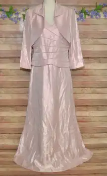 NWT Jessica Howard Pink 2 Piece Maxi Gown Dress & Jacket Size 12 Formal Event
