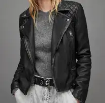 All Saints Black Stanton Leather Jacket Size 0