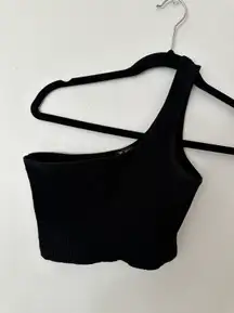 One Shoulder Black Top