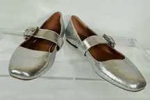 DV by Dolce Vita Silver Marcello Buckle Strap Mary Jane Flats, Sz 9.5, NWOB