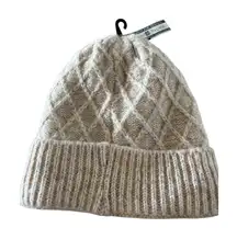 Scala Women's Honeycomb Knit Beanie BIRCH WHITE Lined‎ With Faux Fur