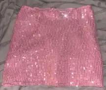 White Fox Boutique Sequin Mini Skirt Pink