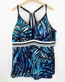 SWIMSUITS FOR ALL Tankini Size 26 NWT Floral Stripe Plus Size Curvy Swim Beach