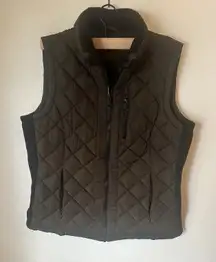 Andrew‎ Marc Womens Sz Med Green Puffer Vest Full Zip Quilted w/ Zipper Pockets