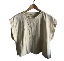 Zara cropped muscle tee cream size med
