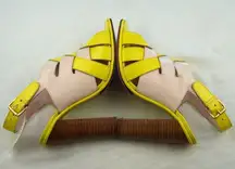 Opening Ceremony Colorblock Heels Yellow Blush Pink Leather Platform Sandals 9.5