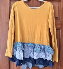 Matilda Jane Weekend Vibes Ruffle Hem Shirt Medium Multi Pattern Floral Tiered