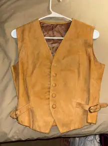 Vintage Genuine Light Brown Leather Suit Vest