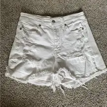 White Distressed Denim Shorts