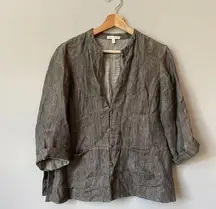 Eileen Fisher Womens Small 100% Linen 3/4 Cuff Sleeves Blazer Jacket Lightweight