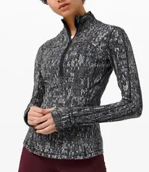Lululemon Run Briskly 1/2 Zip Eventide Jacquard Black Alpine White