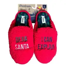 DEARFOAMS Women L 9-10 Dear SANTA Clog Slippers Cozy Comfort Memory Foam Sherpa