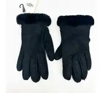 UGG Women's Black Sheepskin Gloves 15108 with Furfoil Size M NEW