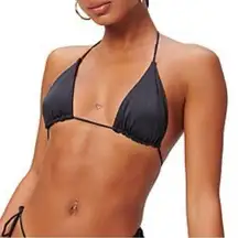 NEW GOOD AMERICAN Matte Tiny Ties Women’s Bikini Top in black size XXL