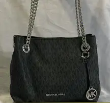 MICHAEL KORS Dark Gray Shoulder Bag with Silver Accents