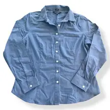 Ellen Tracy Women’s Blue Button Up Shirt Long Sleeve No Iron‎ Top Size Medium