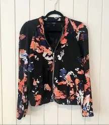 Black Floral Bomber Jacket