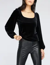 NWT Gentle Fawn Ariana 1X Black Velvet Blouse