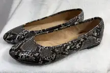 Old Navy 6 Flats Snakeskin Black Faux-Leather Almond Toe Ballet Comfort Office