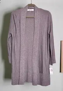 Jones Studio Metallic Open Cardigan NWT Gray Silver Shimmer. Work to evening.